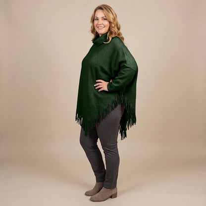 Boris Industries Poncho Pull avec Col et Franges