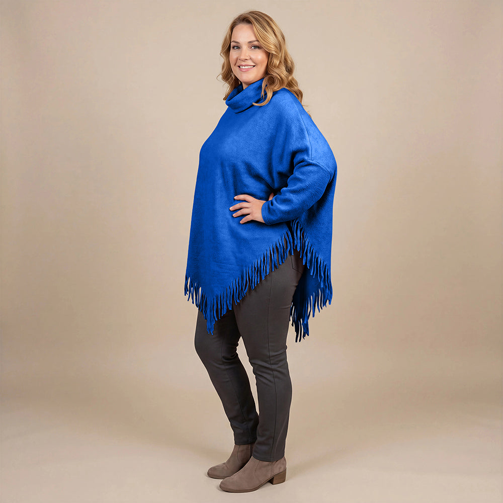 Boris Industries Poncho Pull avec Col et Franges