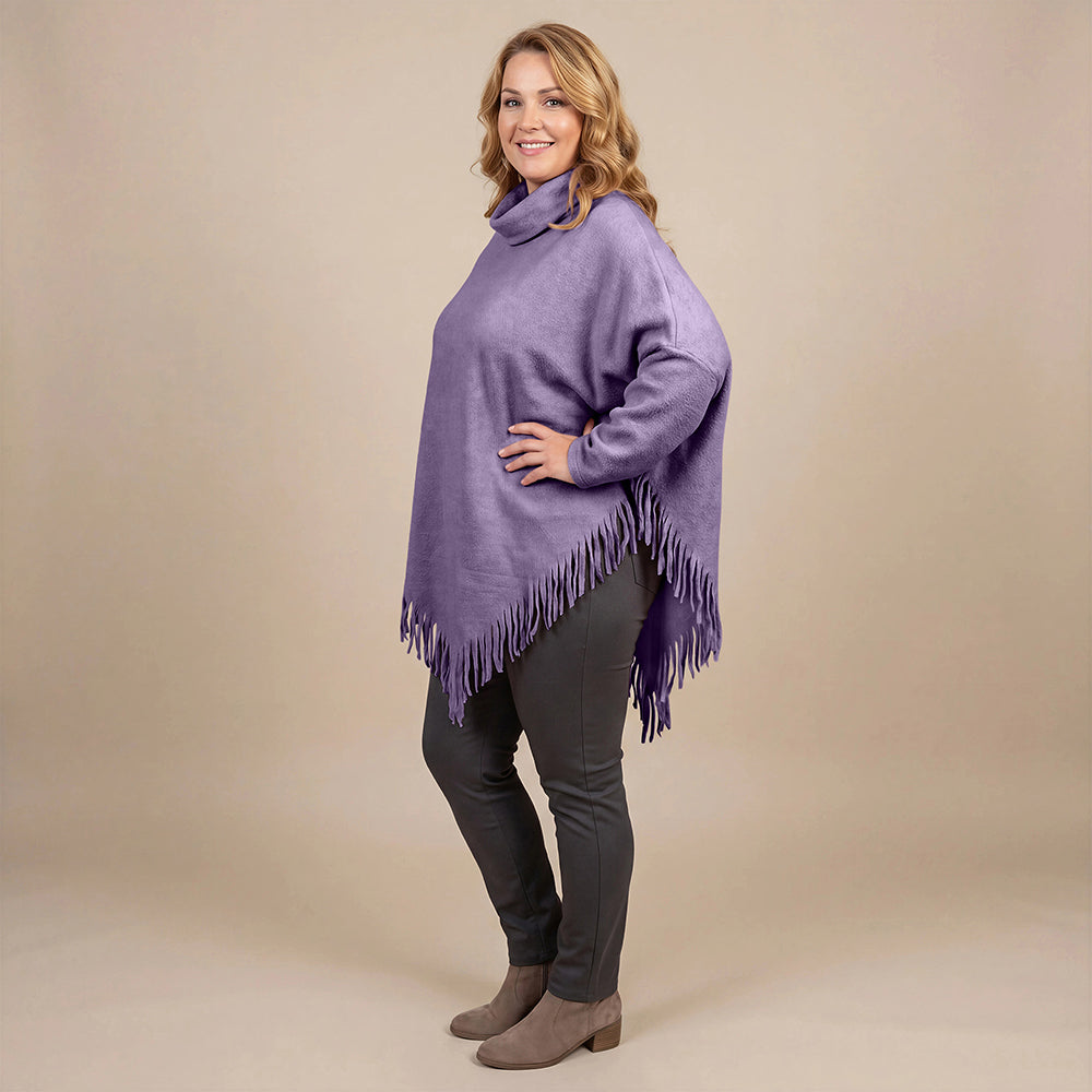 Boris Industries Poncho Pull avec Col et Franges