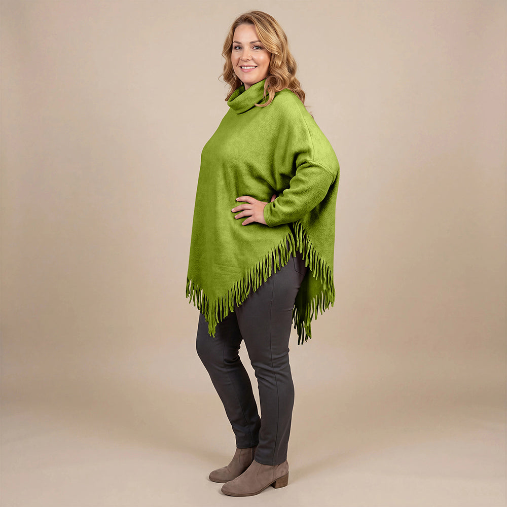 Boris Industries Poncho Pull avec Col et Franges