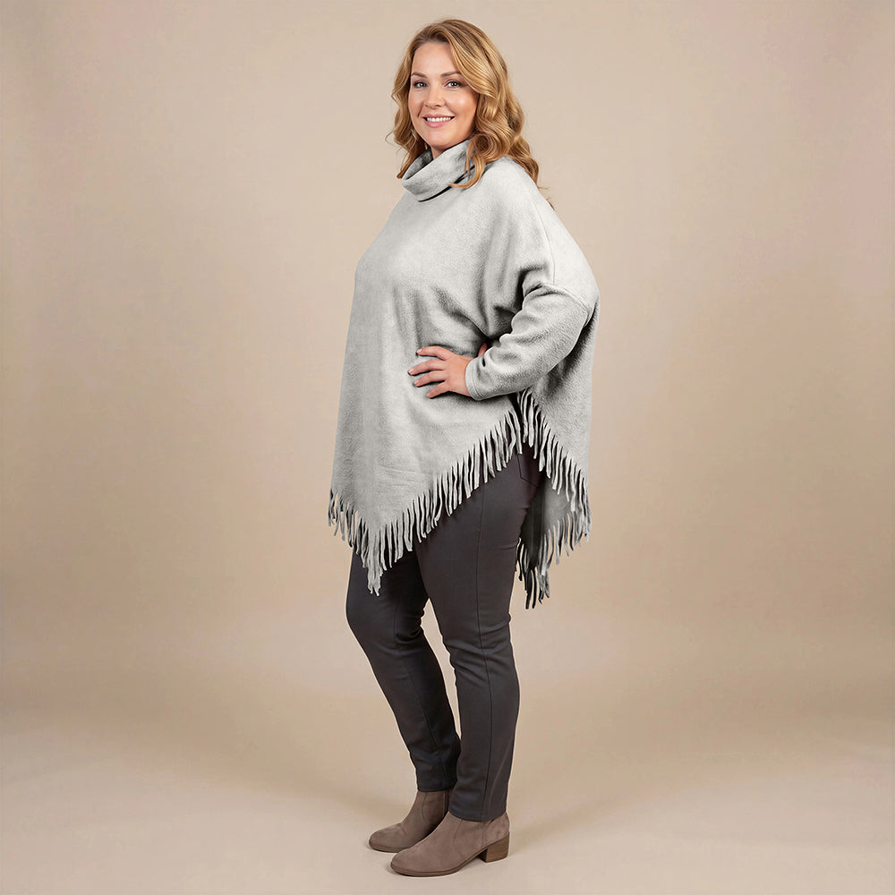 Boris Industries Poncho Pull avec Col et Franges