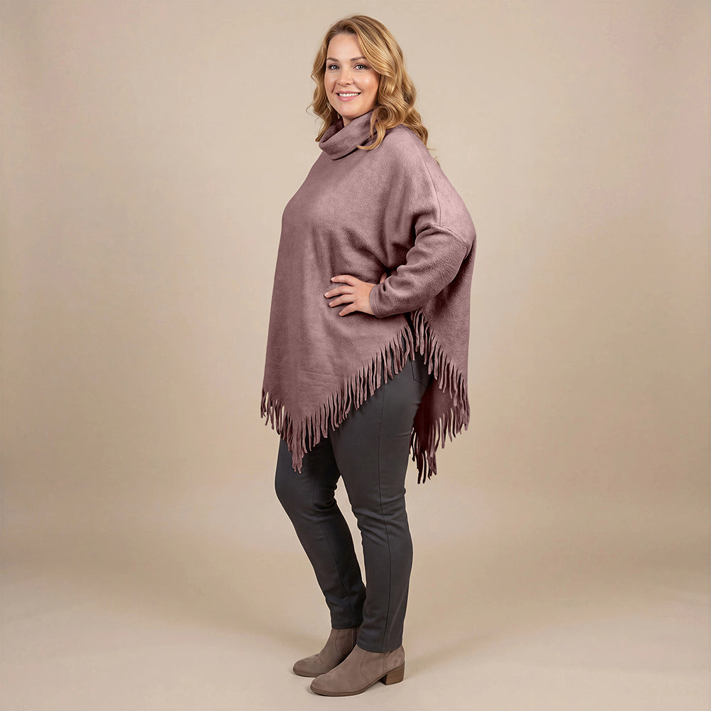 Boris Industries Poncho Pull avec Col et Franges