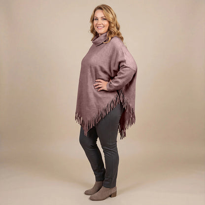 Boris Industries Poncho Pull avec Col et Franges