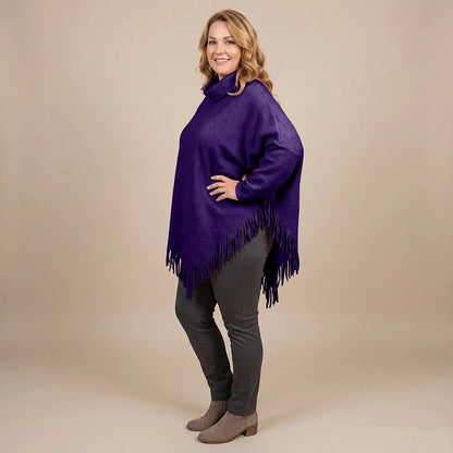 Boris Industries Poncho Pull avec Col et Franges