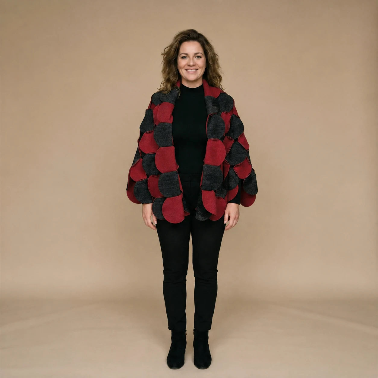 Fleece circle poncho with stitched circles – Boris Industries