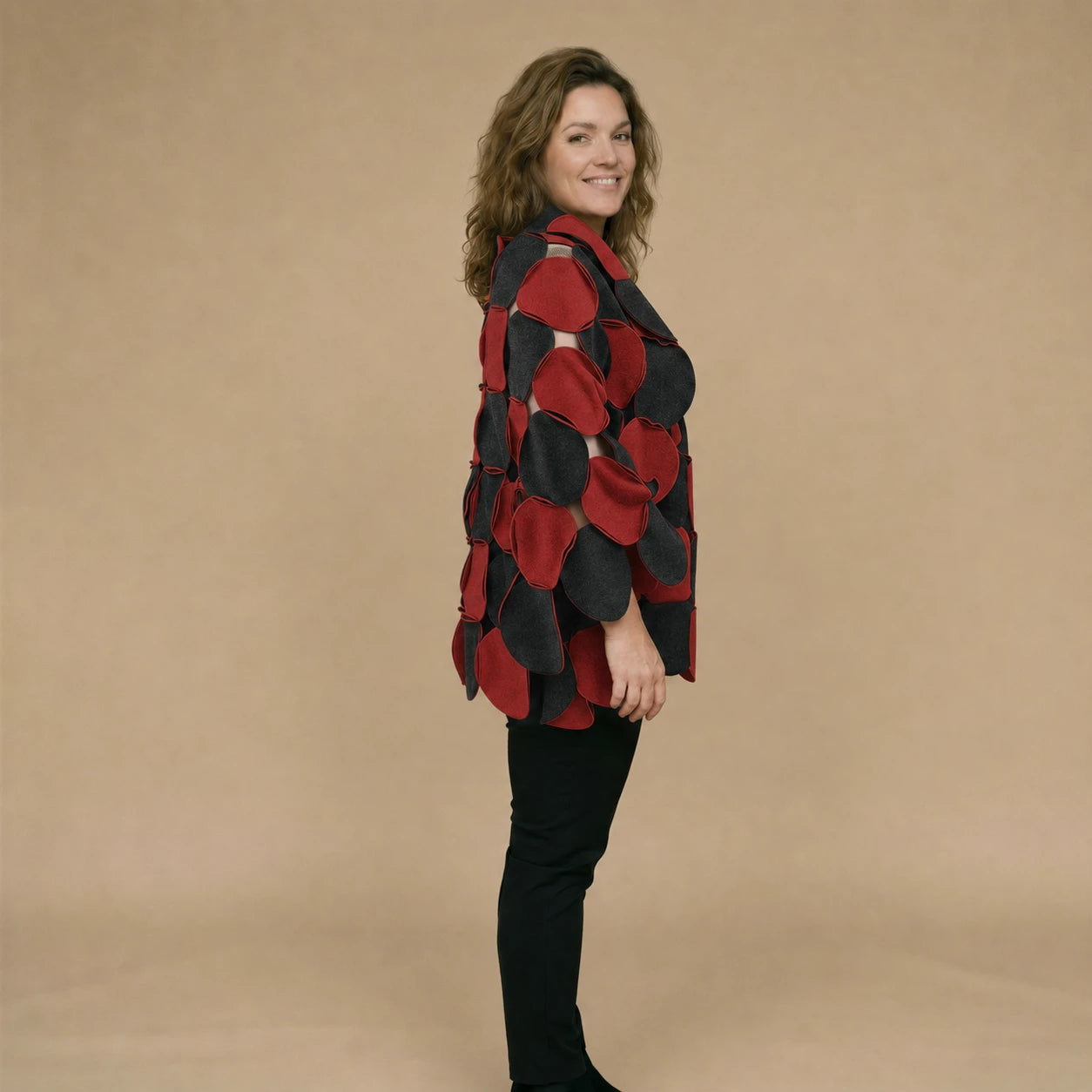Fleece circle poncho with stitched circles – Boris Industries