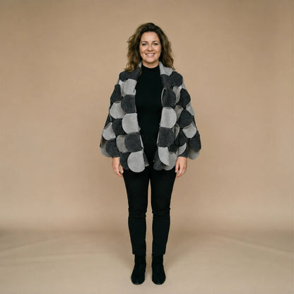 Fleece circle poncho with stitched circles – Boris Industries