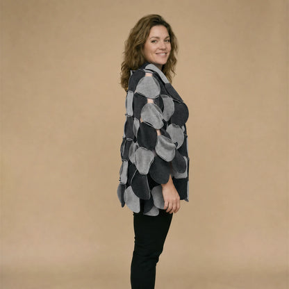 Fleece circle poncho with stitched circles – Boris Industries