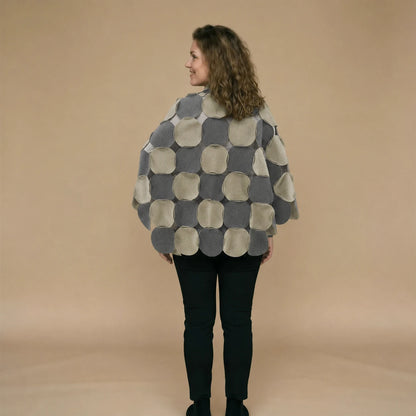 Fleece circle poncho with stitched circles – Boris Industries