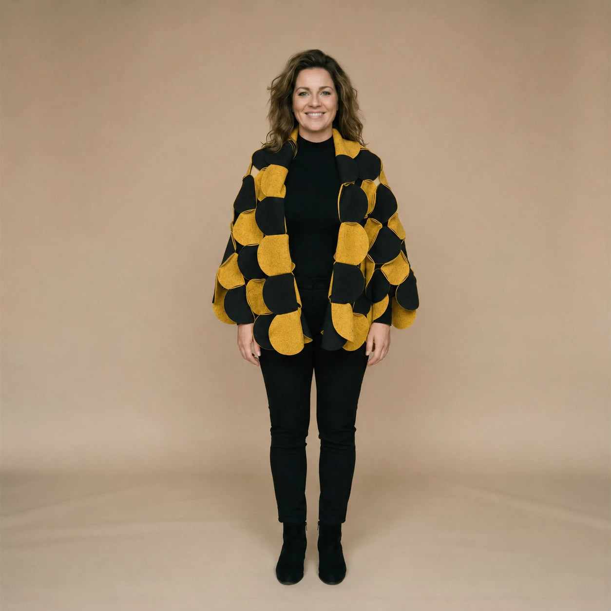 Fleece circle poncho with stitched circles – Boris Industries