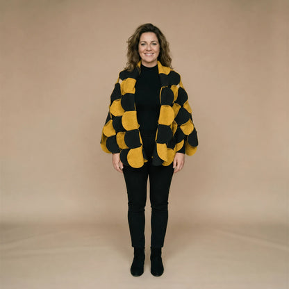 Fleece circle poncho with stitched circles – Boris Industries