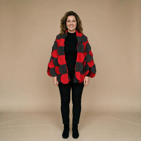 Fleece circle poncho with stitched circles – Boris Industries