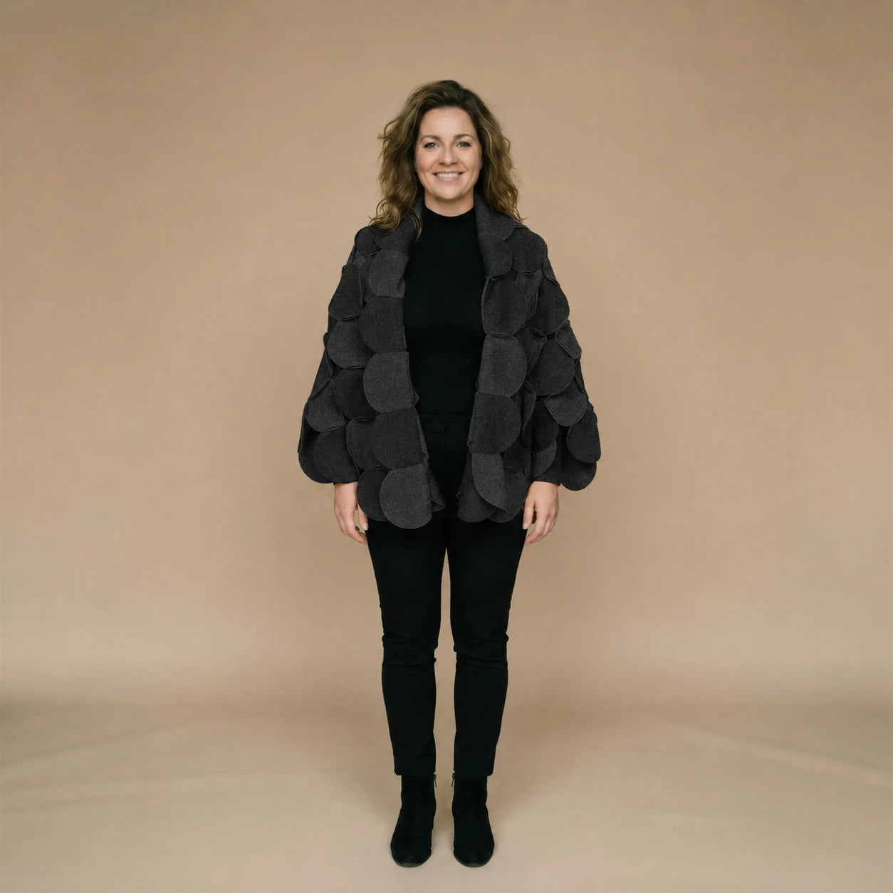 Fleece circle poncho with stitched circles – Boris Industries