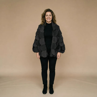 Fleece circle poncho with stitched circles – Boris Industries