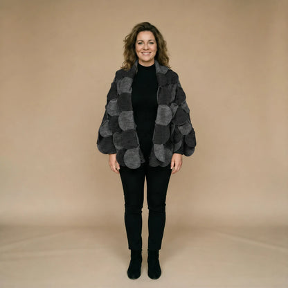 Fleece circle poncho with stitched circles – Boris Industries