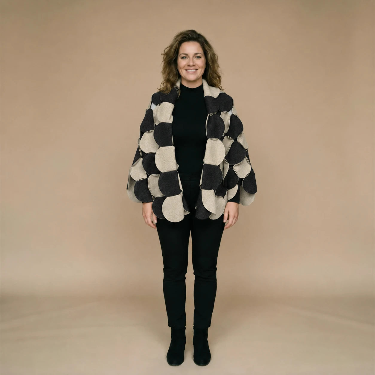 Fleece circle poncho with stitched circles – Boris Industries