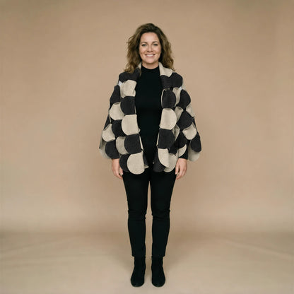 Fleece circle poncho with stitched circles – Boris Industries