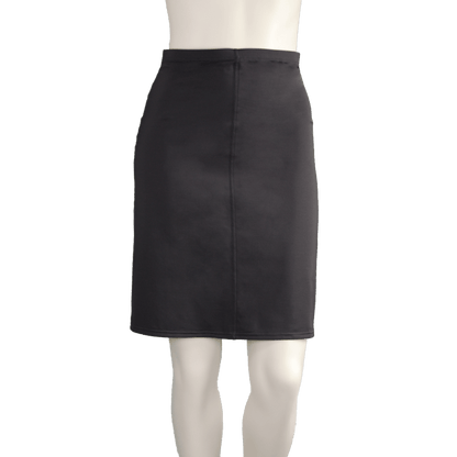 Boris Industries iets uitlopend rokje van meryl met naden aan de voor- en achterkant. Elegant en comfortabel, perfect voor een veelzijdige outfit.